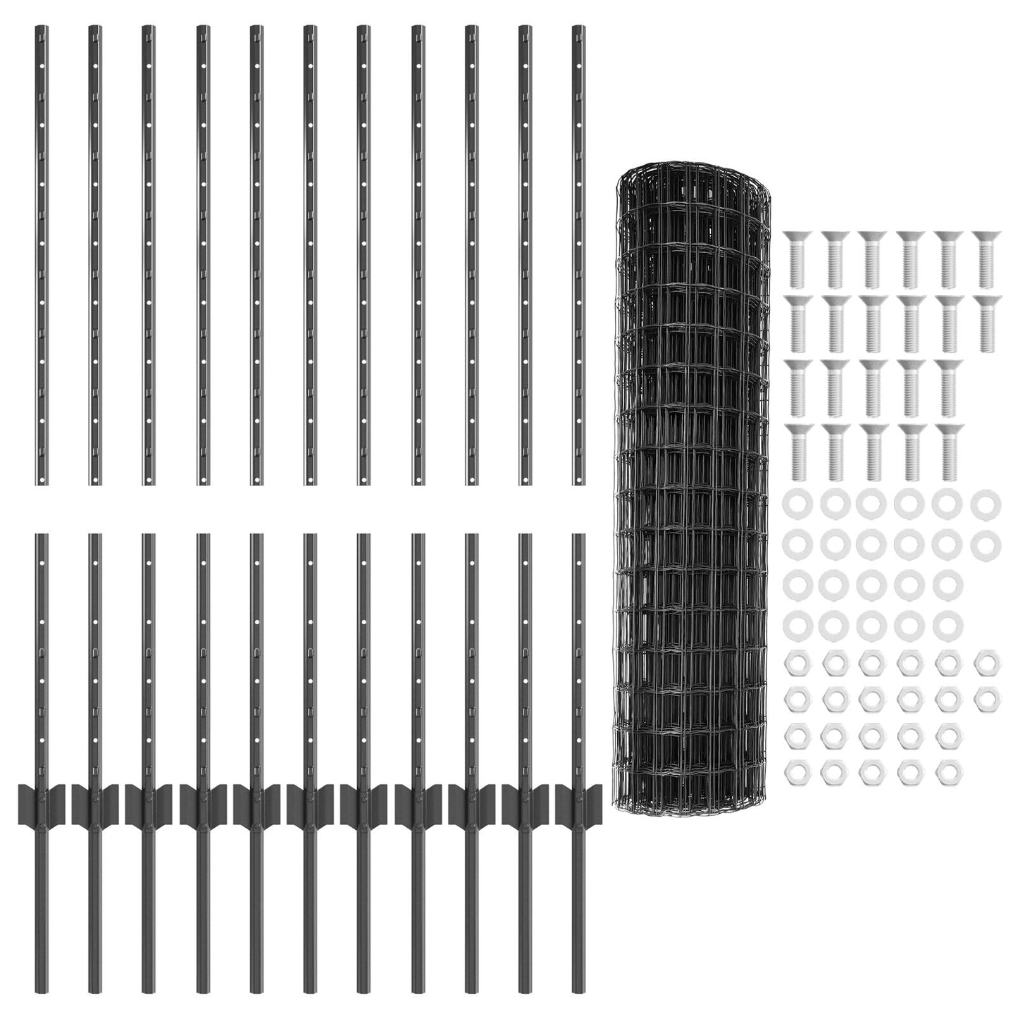 Tuinhekset Set van 2 Grijs Gepoedercoat staal 25 x 1 m Duurzaam