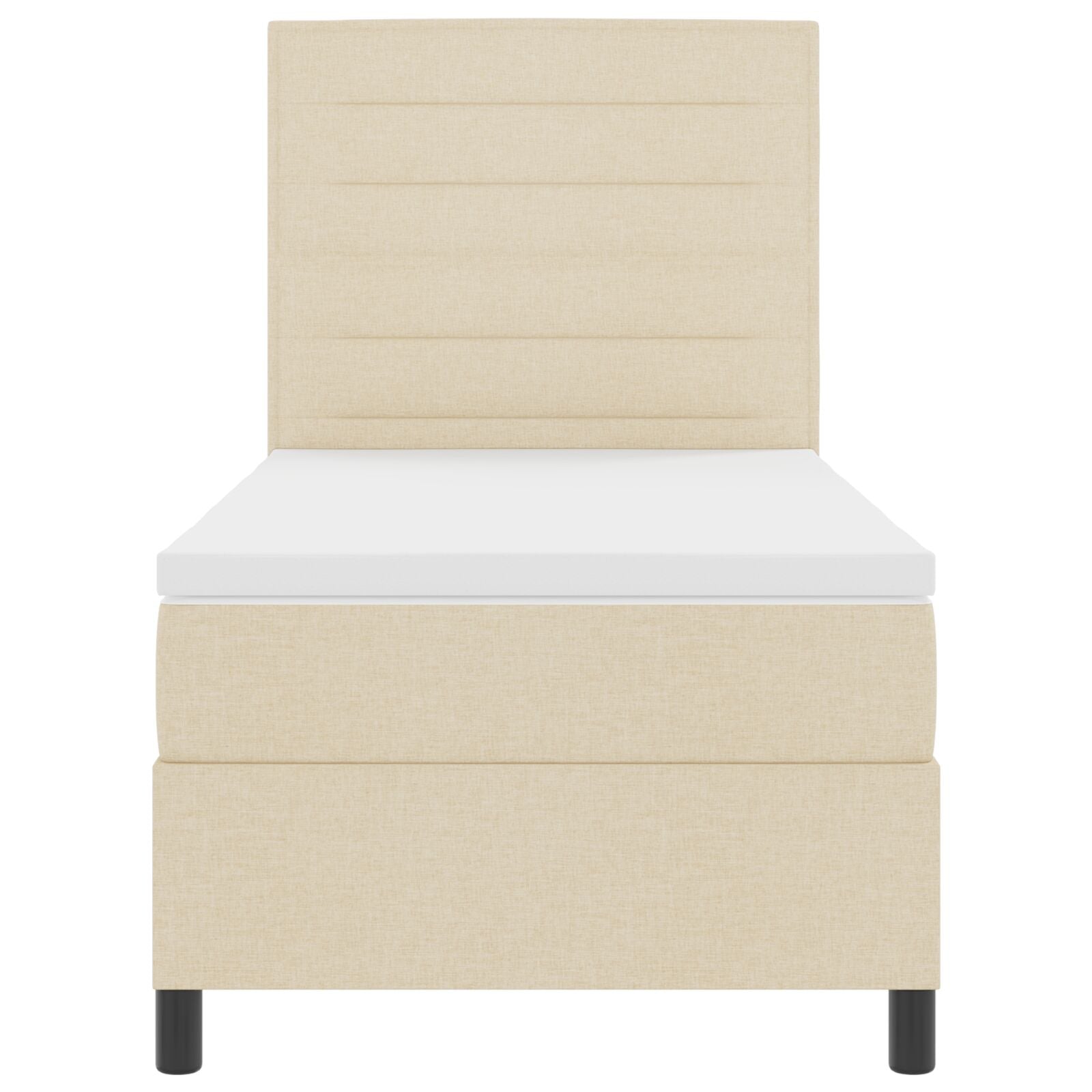 Boxspringbed Met Matras Eenpersoons Stof Crème 90 x 190 cm Lijnen ontwerp