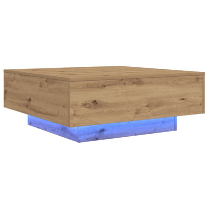 Salontafel Met Led-Lampen Artisan Eik 80X80X31 Cm
