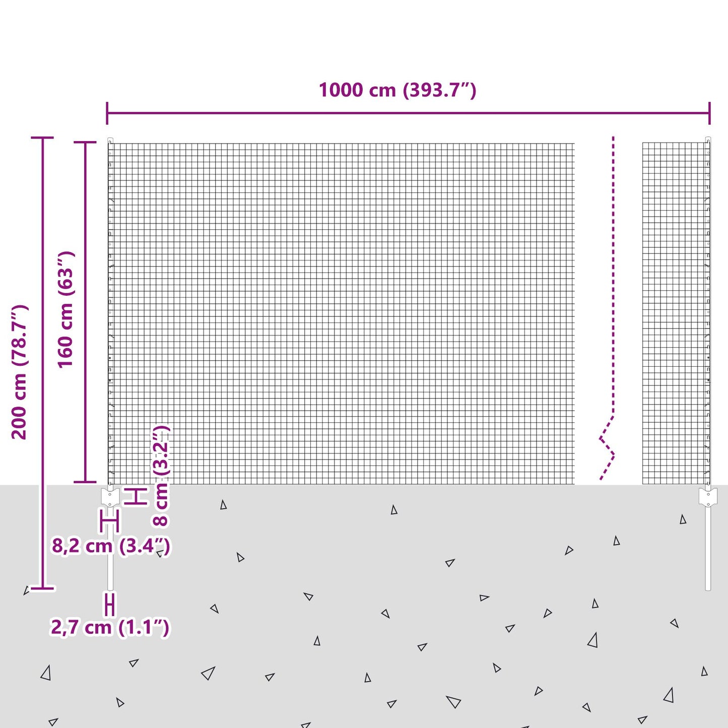Gelast Gaashek Met 5 U-Palen Groen 1.6X10 M Staal