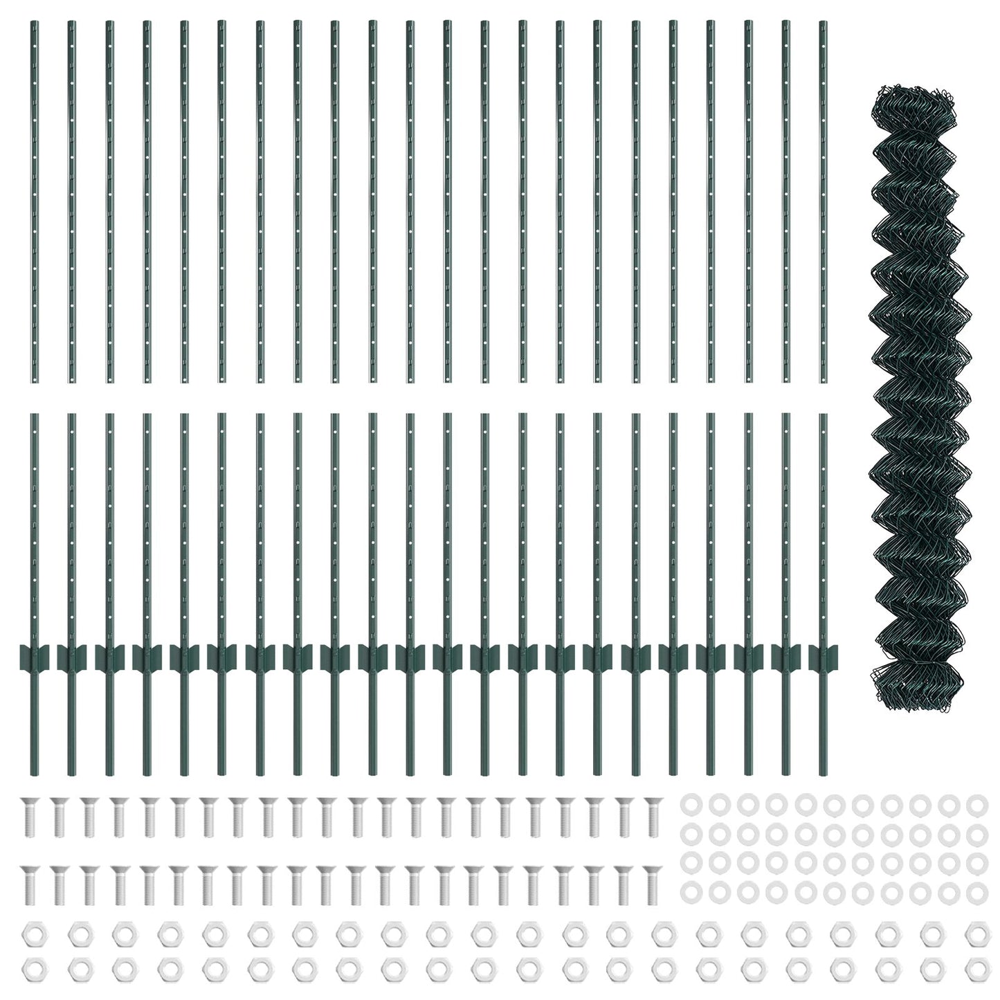 Kettinglinkhek Met 22 U-Palen Groen 1.4X25 M Staal