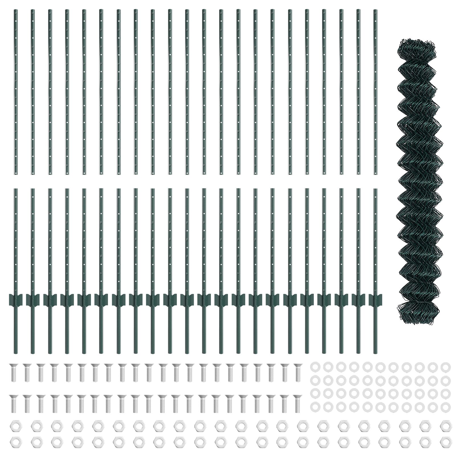 Kettinglinkhek Met 22 U-Palen Groen 1.4X25 M Staal