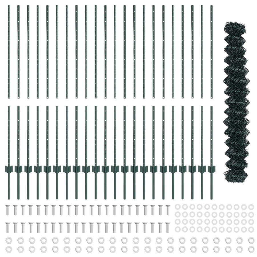 Kettinglinkhek Met 22 U-Palen Groen 1.4X25 M Staal