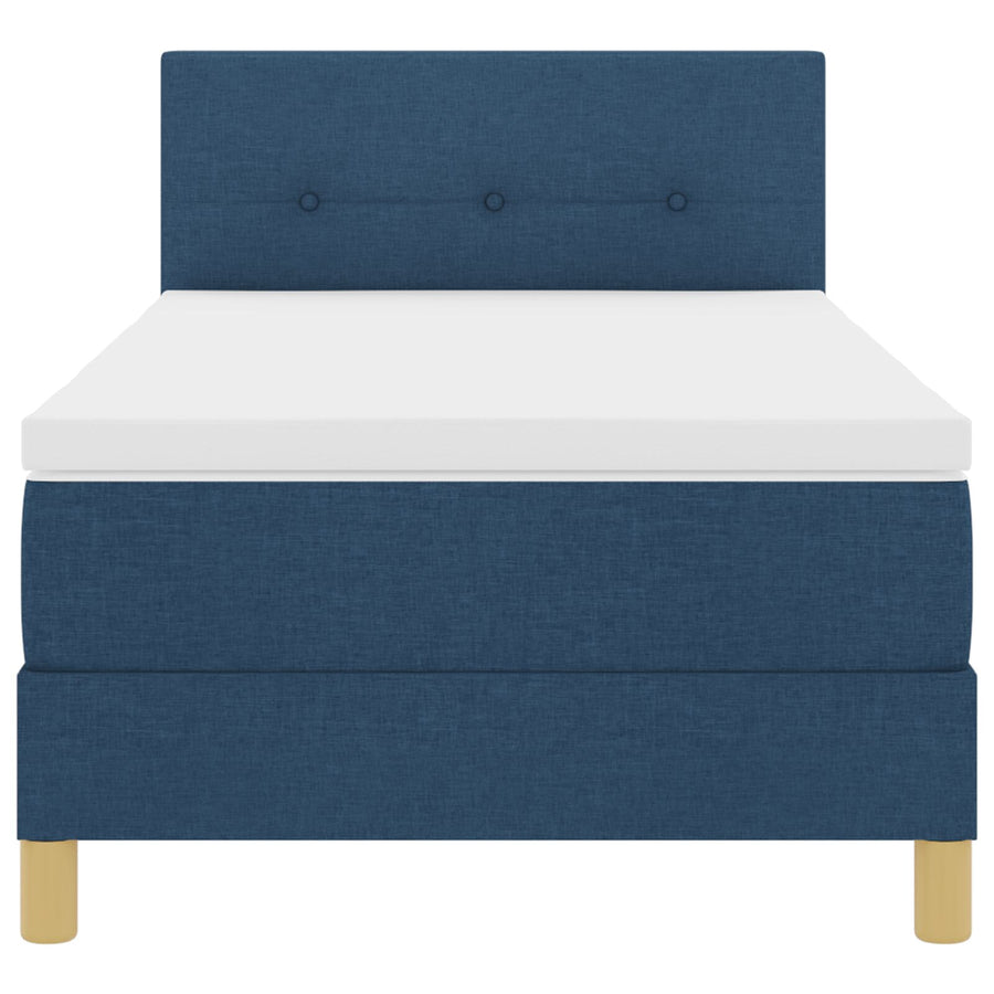 Boxspringbed Met Matras Stof Blauw 100 x 200 cm Knoopgestikt
