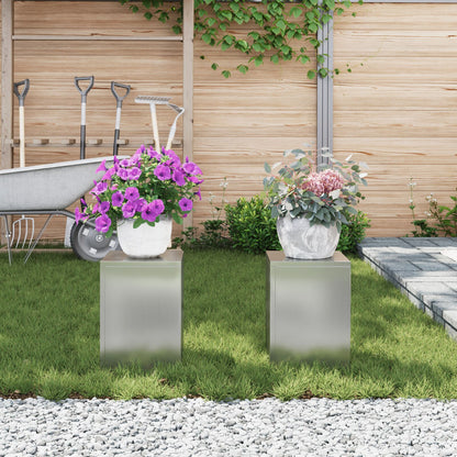 Buiten Plantenstandaards Pilar 2 Stuks 24X24X35 Cm Gegalvaniseerd staal 2x (35 cm)
