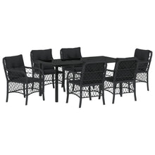 7 Delige Tuin Eet Set Met Kussens Zwart Poly Rattan