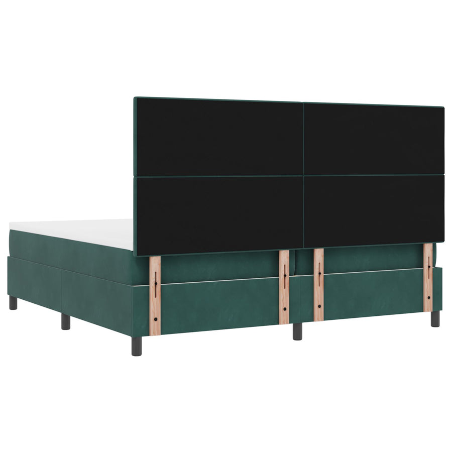 Boxspring Bed Met Matras Donkergroen 200X200 Cm Fluweel Blauw