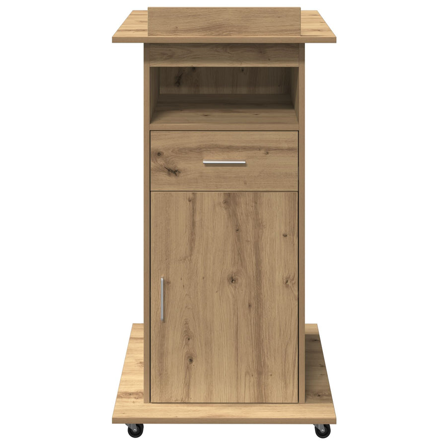 Podium Met Wielen Artisan Eiken Geengineerd Hout