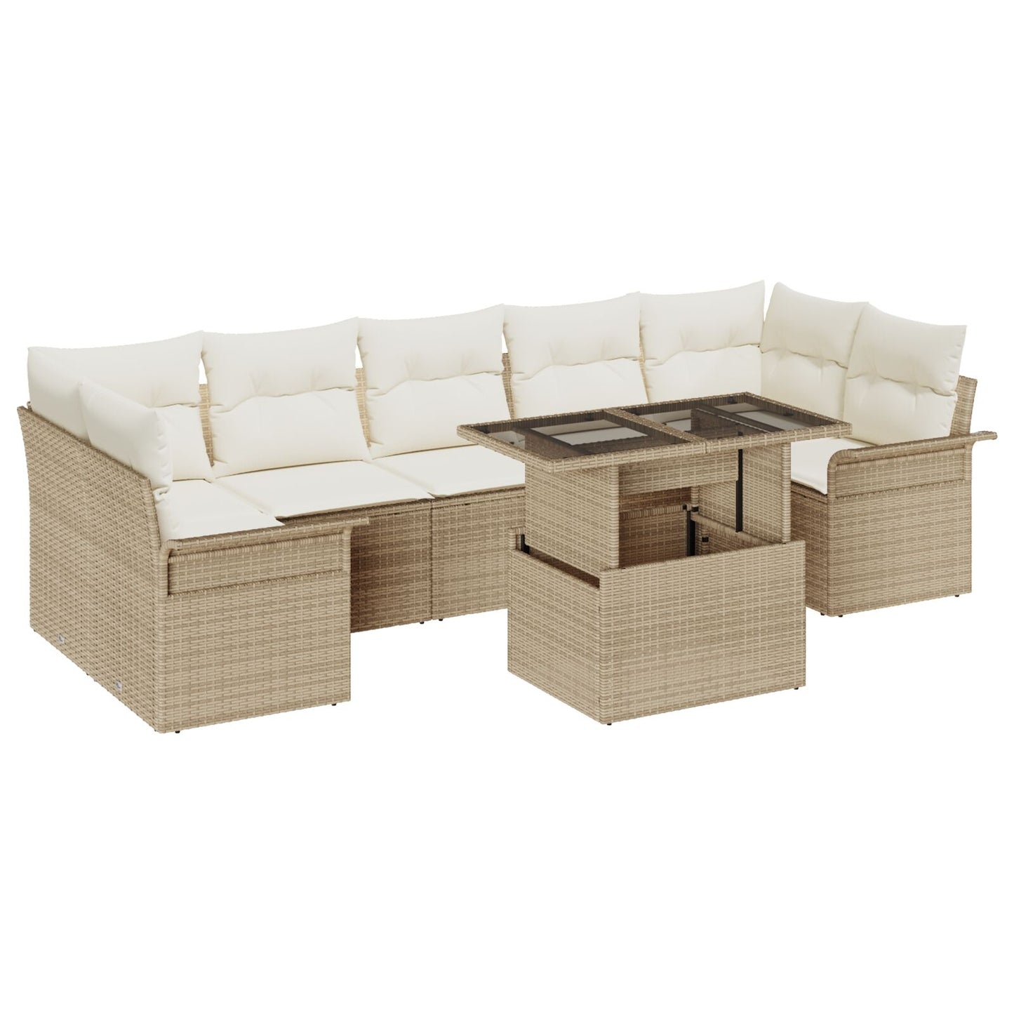 8-Delige Tuin Sofa Set Met Kussens Beige Poly Rattan