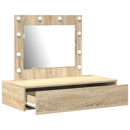 Wandkaptafel Verlichting 83 x 40 x 70 cm Sonoma eiken met LED