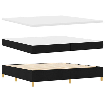 Boxspring Bed Zwart Stof 200 X 200 Cm Duurzaam Zwart Bedframe Blauw
