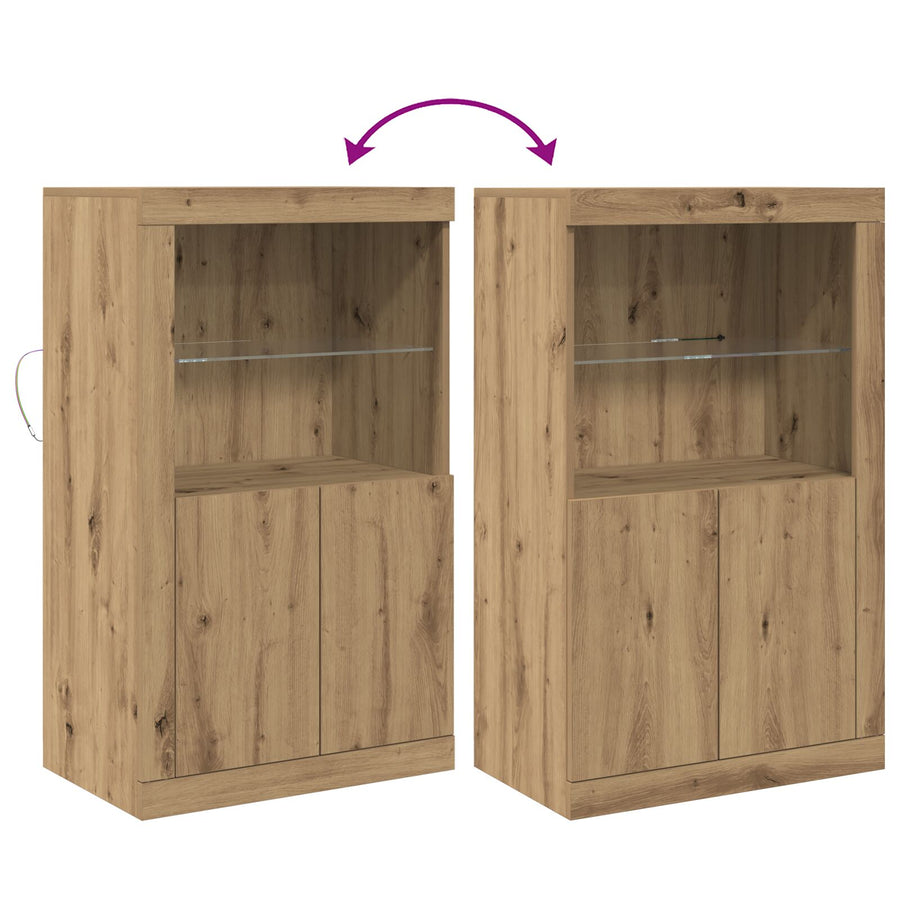 Dressoir Met Led-Verlichting Artisan Eiken 60,5X37X100 Cm