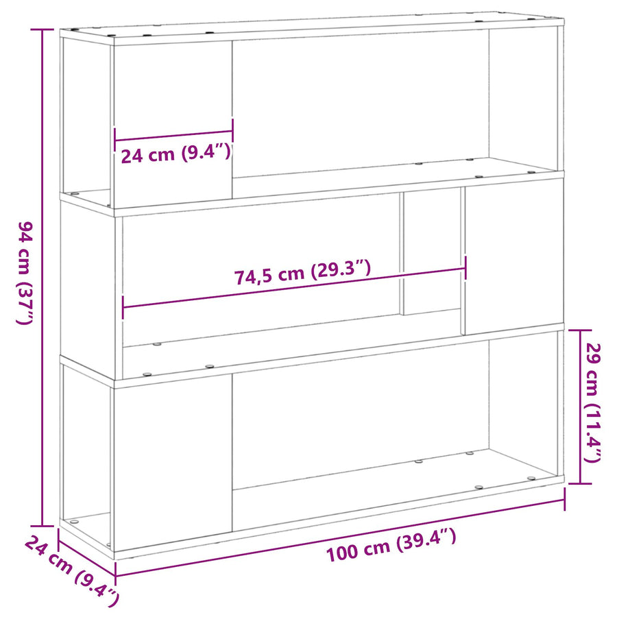 Boekenkast Gemaakt Van Hout Zwart Eiken 100 x 24 x 94 cm