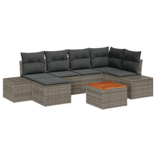 7-Delige Tuin Sofa Set Met Kussens Grijs Poly Rattan Acacia