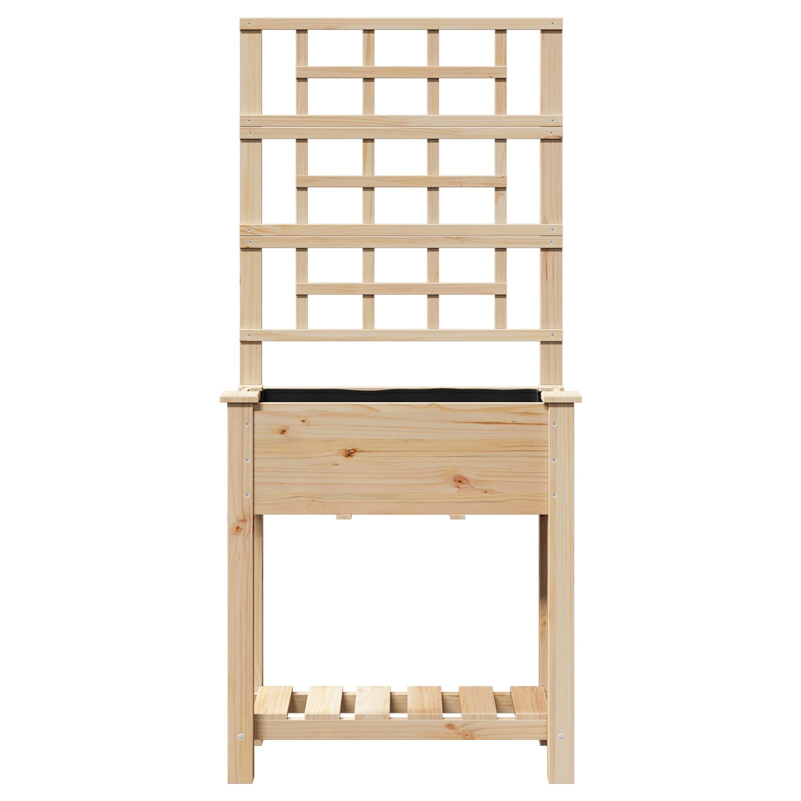 Tuinbak Met Trellis En Plank 71X37X152 Cm Massief Vurenhout 71 x 38 x 152 cm