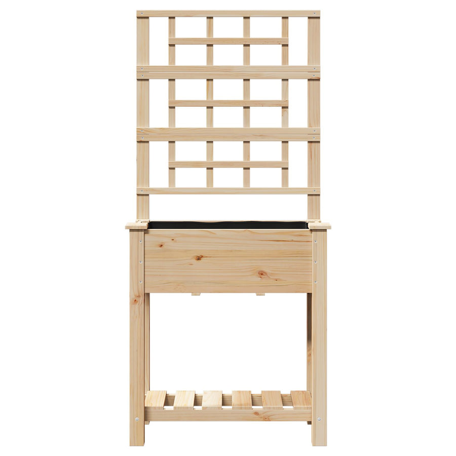 Tuinbak Met Trellis En Plank 71X37X152 Cm Massief Vurenhout 71 x 38 x 152 cm