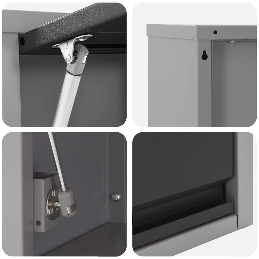 Gereedschapskast Muurbevestiging Met Gasliftdeur 50X25X35 Cm 50 cm Zwart en grijs