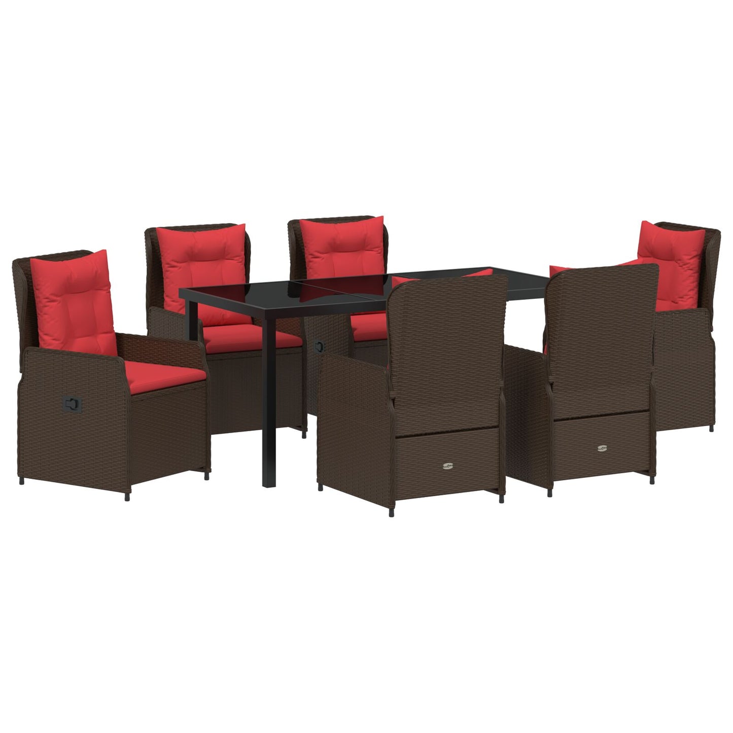 7-Delige Tuin Eet Set Bruin Poly Rattan