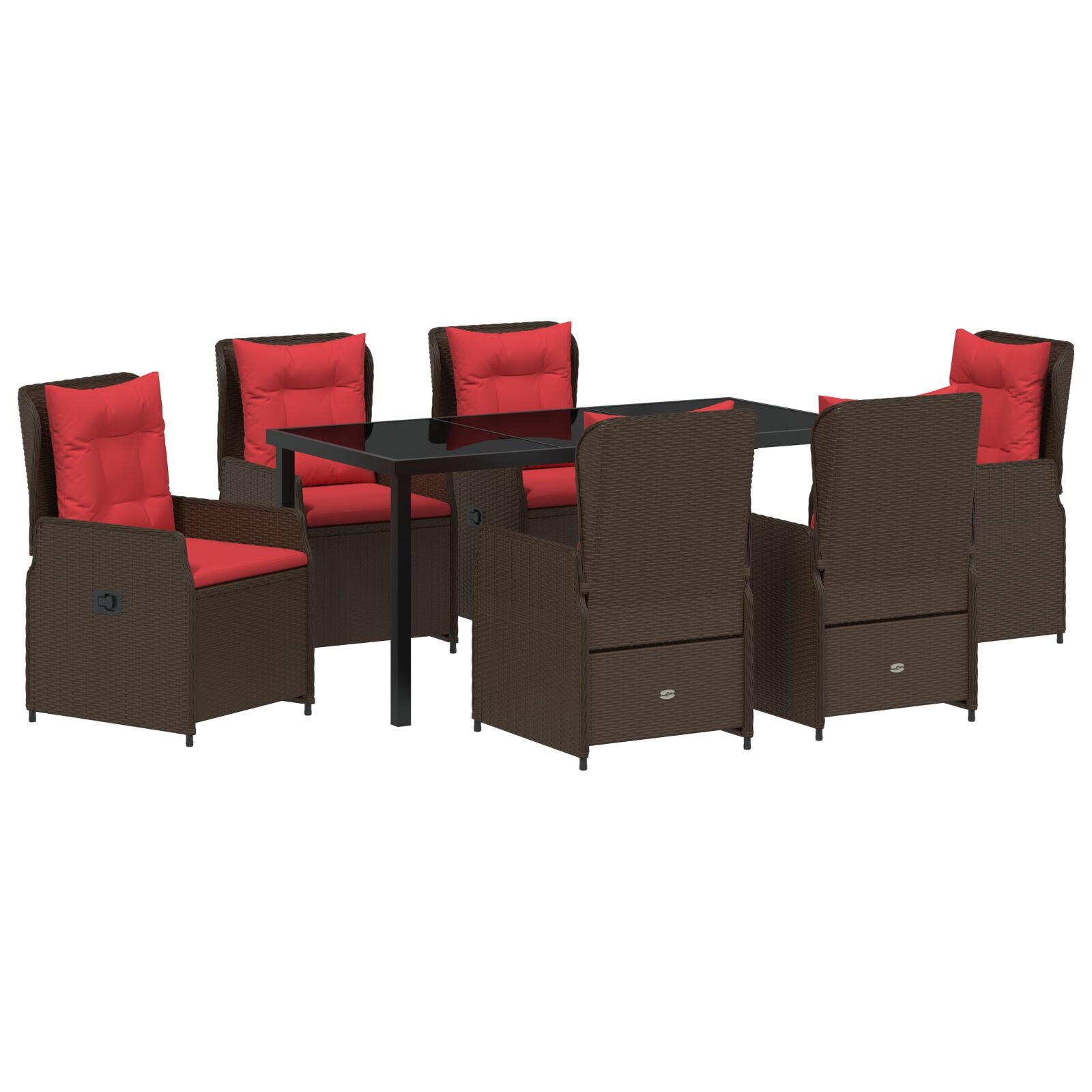 7-Delige Tuin Eet Set Bruin Poly Rattan