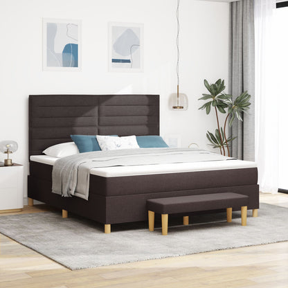 Boxspring Bed Met Matras & Bank Stof Donkerbruin 180 x 200 cm Lijnen ontwerp