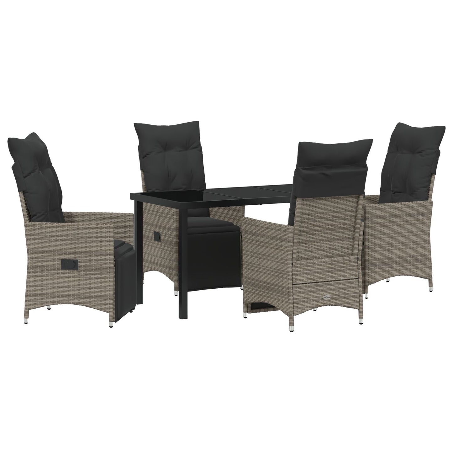 5-Delige Tuin Eetset Met Kussens Grijs Poly Rattan