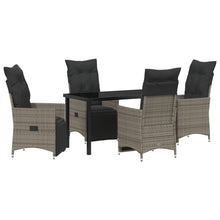 5-Delige Tuin Eetset Met Kussens Grijs Poly Rattan