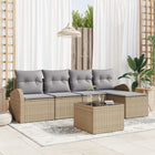 Garden Sofa Set 6 pcs Beige poly rattan