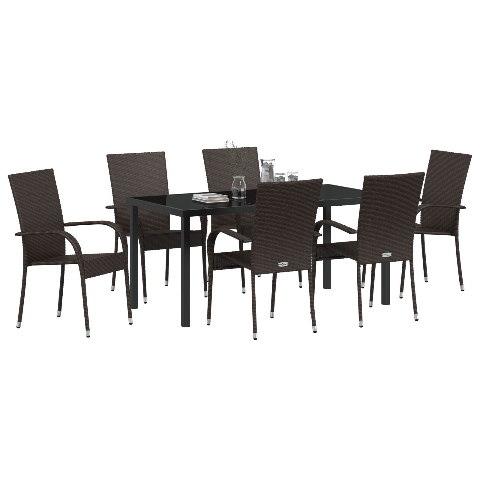 7-Delig Tuin Eetset Bruin Poly Rattan