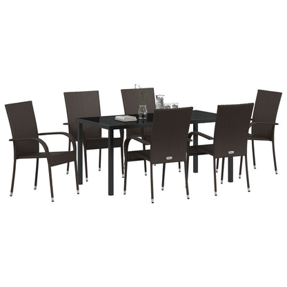 7-Delig Tuin Eetset Bruin Poly Rattan