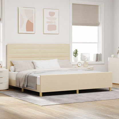Crème Stoffen Bedframe 200X200 Cm Crème
