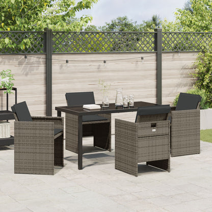 5-Delige Tuinset Met Kussens Grijze Poly Rattan