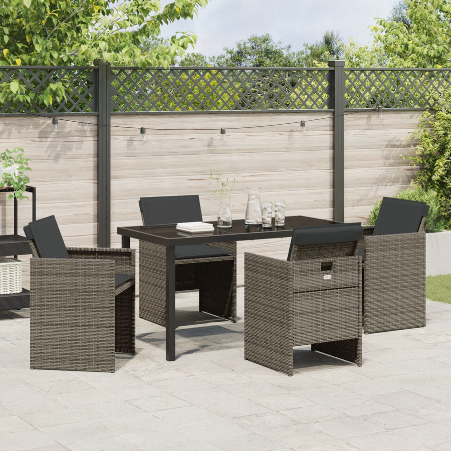 5-Delige Tuinset Met Kussens Grijze Poly Rattan