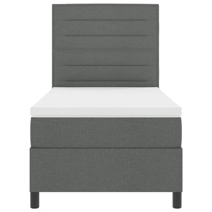 Boxspringbed Met Matras Stof Donkergrijs 100 x 200 cm Lijnen ontwerp