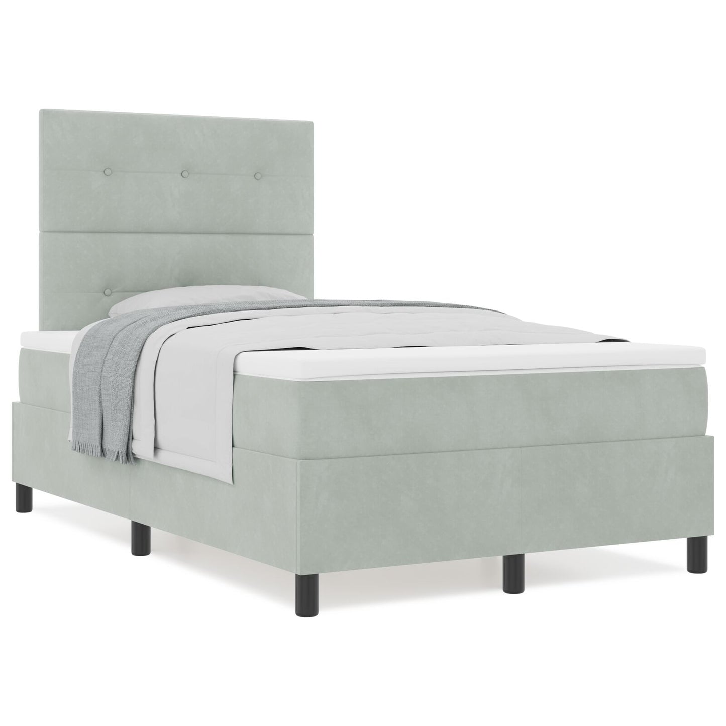 Boxspring Bed Met Matras Lichtgrijs 120X200 Cm Fluweel Blauw