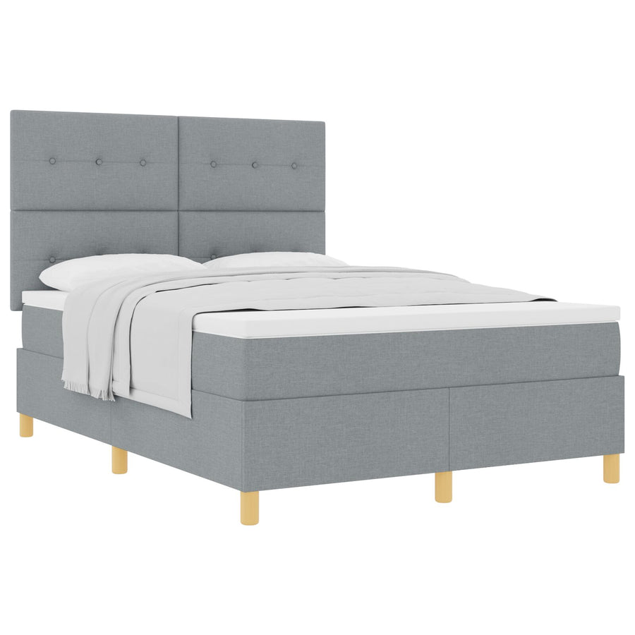 Boxspringbed Met Matras Lichtgrijs 160X200 Cm Stof Blauw