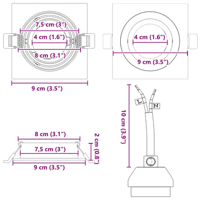 Ingebouwde Spotlights 24 Stuks Vierkant Gu10 Wit 91X91 Mm
