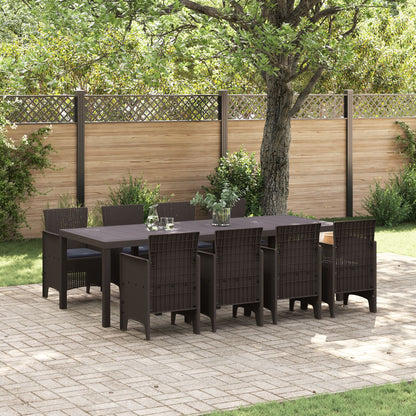 9 Delige Tuinset Met Kussens Bruin Poly Rattan