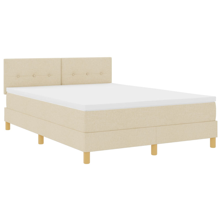 Boxspringbed Met Matras Stof Crème 160 x 200 cm Met knopen