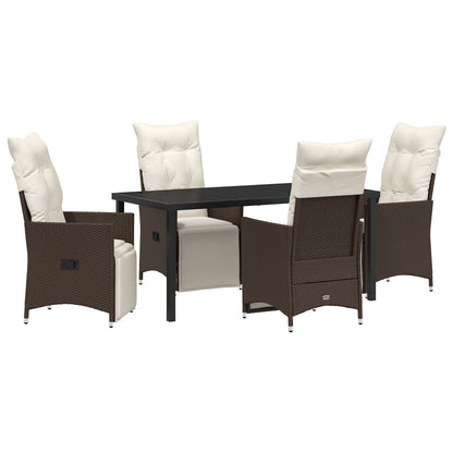5-Delige Tuindinerset Met Kussens Bruin Poly Rattan