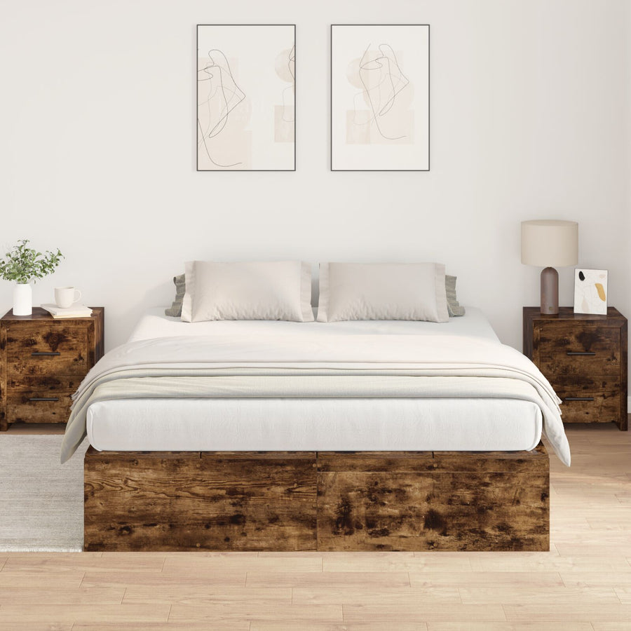 Opbergbedframe Gerookt Eiken 140 x 190 cm