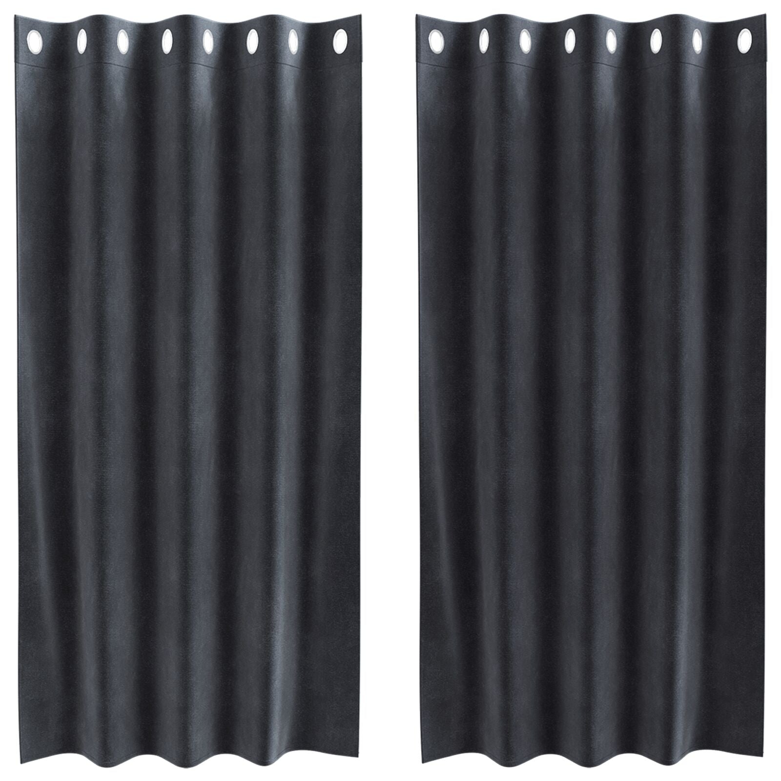 Verduisteringsgordijnen 2 Stuks Velours Donkergrijs 140 x 175 cm met oogjes