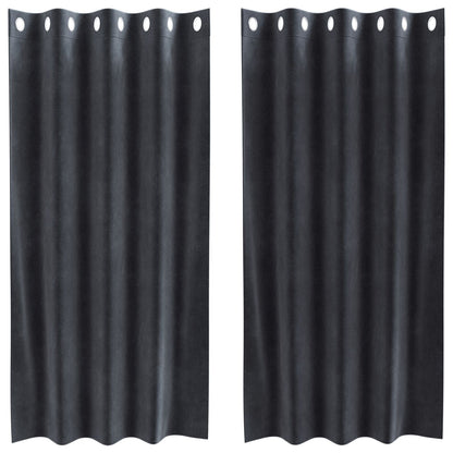 Verduisteringsgordijnen 2 Stuks Velours Donkergrijs 140 x 175 cm met oogjes