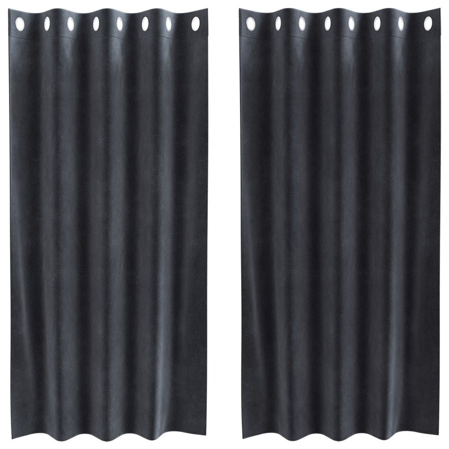 Verduisteringsgordijnen 2 Stuks Velours Donkergrijs 140 x 175 cm met oogjes