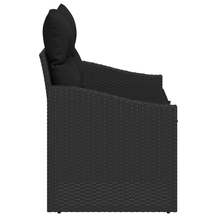 2-Zits Tuinsofa & Kussens Poly Rattan Zwart met opslag