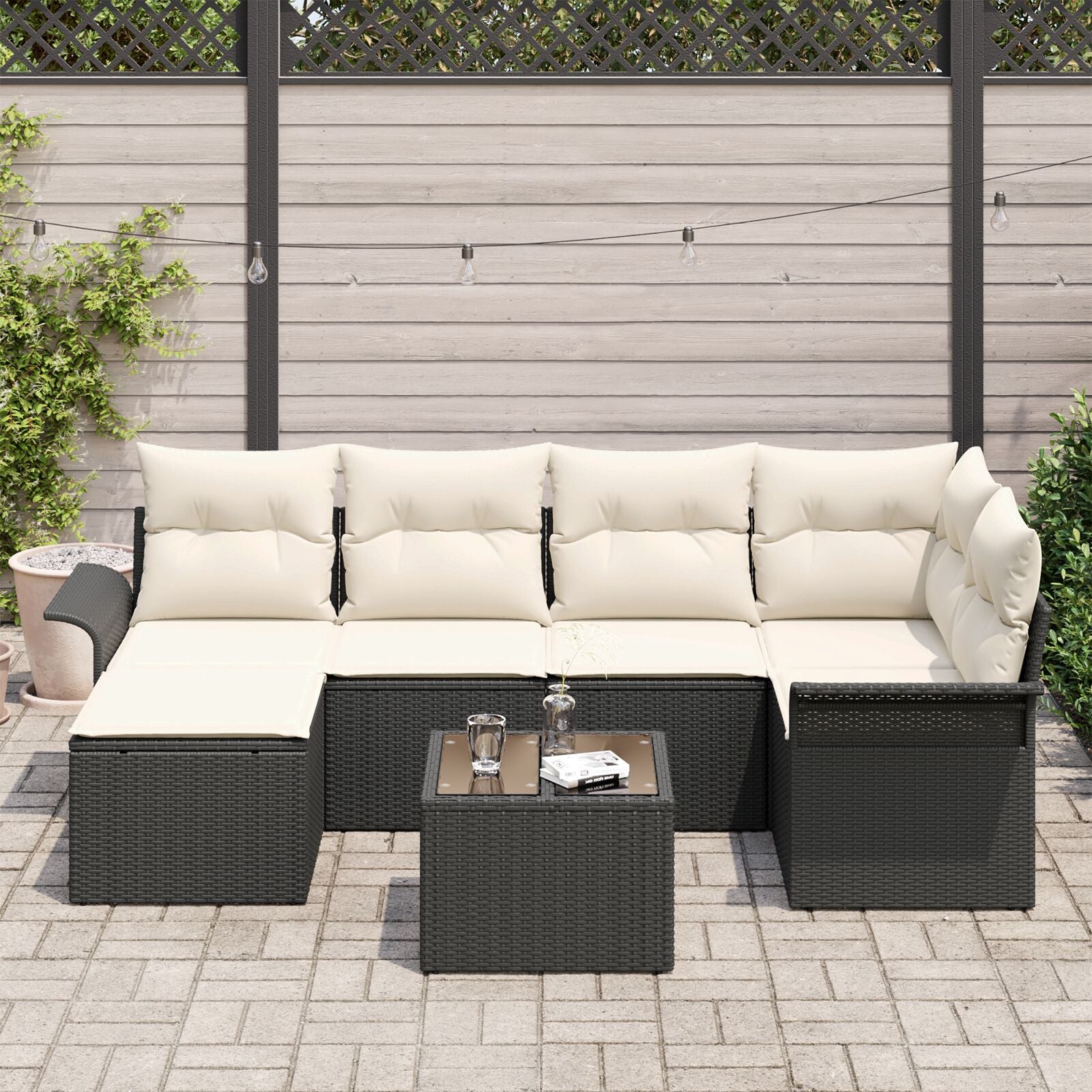 6-Delige Tuin Sofa Set Met Kussens Bruin Poly Rattan
