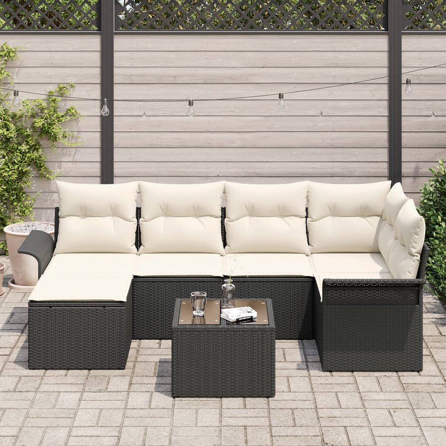 6-Delige Tuin Sofa Set Met Kussens Bruin Poly Rattan