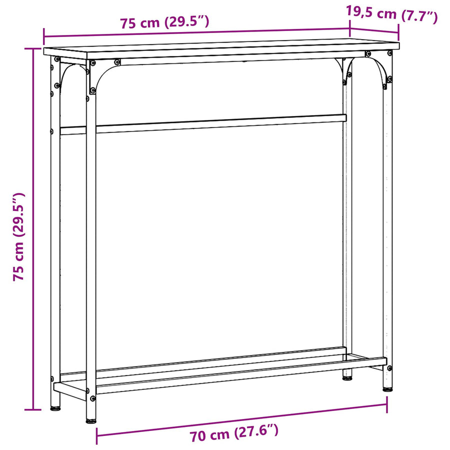 Console Tafel Metaal Frame, Mdf Bovenblad Compact Zwart eiken
