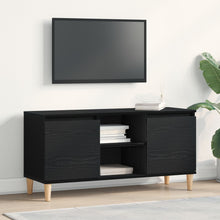 Tv Meubel Met Houten Poot 102X35X50 Cm Zwart eiken