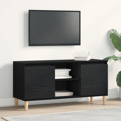Tv Meubel Met Houten Poot 102X35X50 Cm Zwart eiken