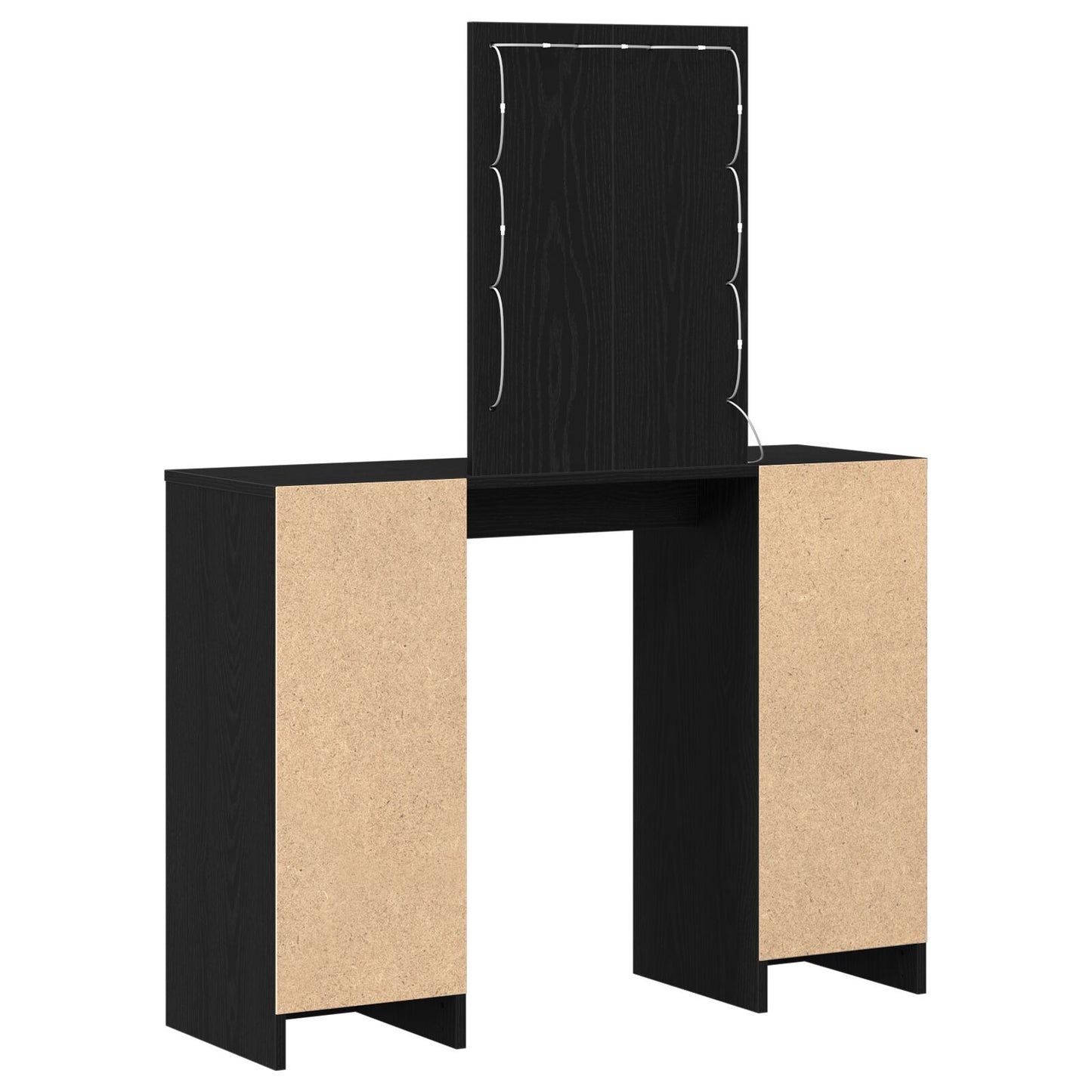 Kaptafel Met Led Verlichting 102X33X135 Cm Zwart eiken